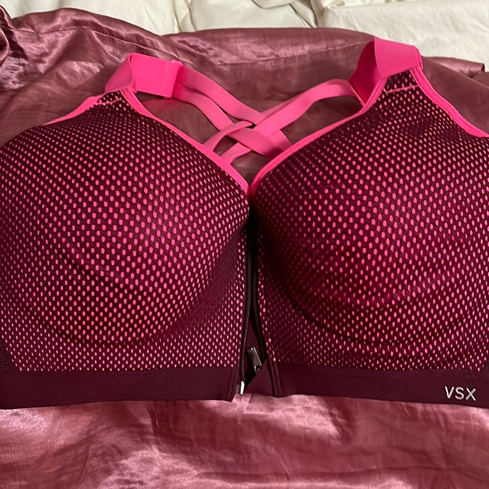 Victoria’s Secret sports bra - 38DD -pink/maroon - excellent condition